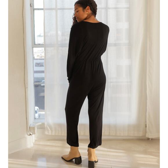 Gracemade Women's Dwell Black Super Soft Modal Jumpsuit Made in USA Size M $155 - Picture 2 of 6